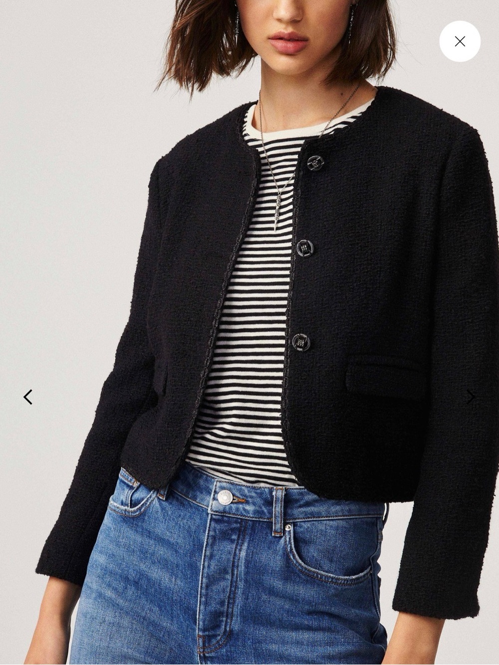 ba&sh Black Cropped Bouclé Blazer